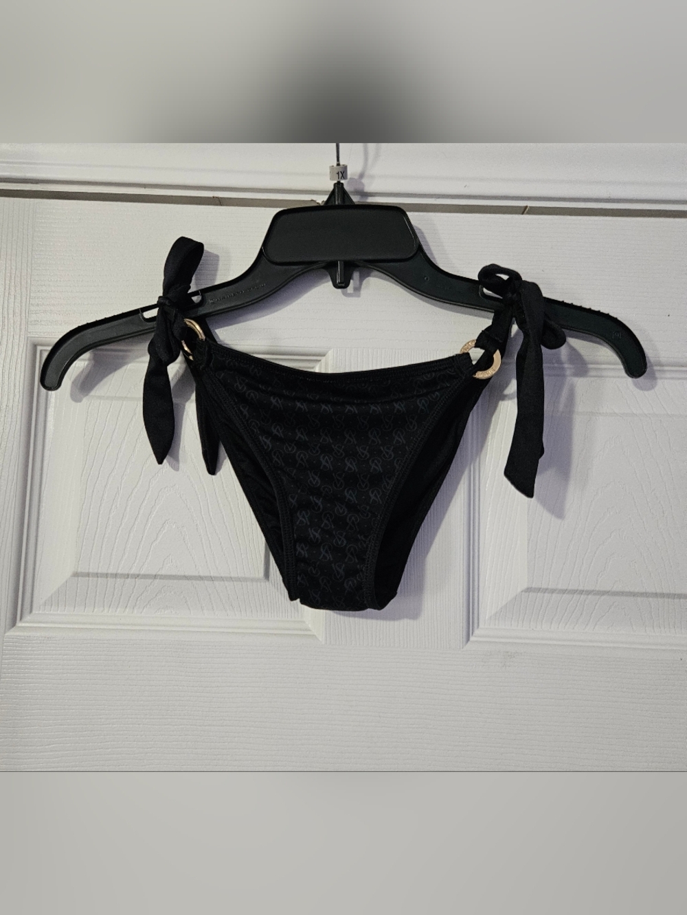 Victoria Secret Women’s Black Tie-Side Bikini Bottom with Gold Rings Size S/P.